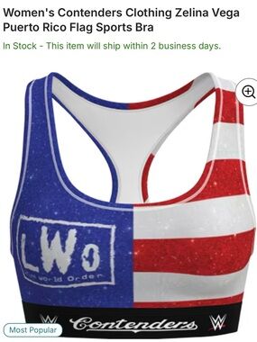 WWE Authentic Zelina Vega Women's Puerto Rico Flag Sports Bra - Blue & Red (med)
